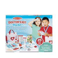 Melissa & Doug - Kit de jeu trousse du docteur - 25 pièces -Contenu : stéthoscope, brassard de tension artérielle, testeur auditif, seringue, ciseaux, pincettes, thermomètre frontal roulant, marteau à réflexes, otoscope, couvre-œil, abaisse-langue, flacons, badge d'identification, cartes d'activités et bien plus encore