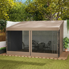 Outsunny - Pergola gazebo mural 10 pi l x 13 pi L avec rideaux et moustiquaires - kaki-Deux rideaux et deux moustiquaires amovibles peuvent bloquer le vent et offrir un espace privé