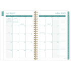 Mead - Agenda scolaire hebdomadaire/mensuel Caprice floral 2025-2026 - 8 1/2 po H x 5 1/2 po l - bleu - bilingue-15 mois complets de planification hebdomadaire mensuelle + 3 feuilles étalées