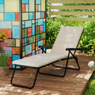 Outsunny - Chaise longue pliante avec coussin - dossier réglable - beige-Design pliable et peu encombrant pour un transport et un rangement rapides