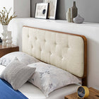 Modway - Bridgette Bois Plate-lit complet avec cadre angulaire, Noyer beige-Système de soutien en lattes de bois