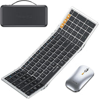 ProtoArc - Combinaison clavier et souris Bluetooth pliable - Noir/Argent-Productivité pleine grandeur en déplacement : Un clavier pliant de 105 touches offre une véritable expérience de bureau avec des pavés de fonction et de chiffres dédiés — idéal pour les tableaux, le codage ou la saisie de données partout