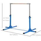 Soozier - Barre de gymnastique horizontale professionnelle pour enfants - Bleu-L'installation est facile et ne prend que quelques minutes 