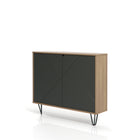 Nexera - Console de rangement 2 portes Slim, Muscade et gris charbon-Finition en MDF de qualité supérieure laqué, texturé et mélamine résistante aux égratignures, aux taches et à l'eau pour votre usage quotidien