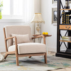 Ebello - Hertford Fauteuil d’appoint 26 po bois massif milieu de siècle avec coussin extra, beige-Disponible en plusieurs coloris, vous permettant de choisir celui qui s’harmonise avec votre décoration actuelle