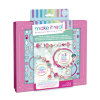 Make it Real - Bracelets à Breloques Halo : Envie de Rose-Fabriquez vos propres bracelets à breloques avec ce kit de fabrication de bijoux facile à utiliser ! Mélangez et associez des breloques métalliques et des faux cristaux colourés pour créer des bracelets d'amitié élégants ou des accessoires de mode amusants