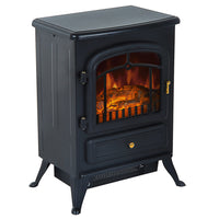 HOMCOM - Foyer électrique portatif sur pied 16 po, 750/1500 W, noir-Poêle électrique avec technologie de flamme 3D pour un feu d'apparence réaliste 