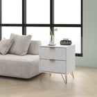 HOMCOM - Table de chevet avec rangement et pieds épingle dorés - blanc-Surface peinte pour un aspect élégant et un nettoyage facile 
