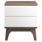 Modway - Envision 2 tiroirs Table de chevet, Blanc noyer-Stratifié de grain de noyer