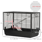 PawHut - Cage à hamster et cochon d’Inde à 3 niveaux 31,5 po x 19 po x 23 po - noir-Conception à double porte pour un accès facile à l'intérieur 