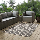 Modway - Cerelia Treillis marocains intérieurs et extérieurs Tapis 9 pi l x 12 pi L - Gris et beige-Tissage serré à poil bas