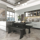 Manhattan Comfort - Ensemble de salle à manger Coney 135 cm style mid-century moderne - Gris - Lot de 3-Comprend 1 table et 2 bancs Capacité des bancs Espace pour 2 personnes chacun