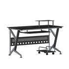 Flash Furniture – Bureau d’ordinateur avec support clavier à glissière et chariot pour PC, noir (NANWK105)-Style contemporain