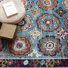 Modway - Entourage Treillis marocain floral vieilli d’Odile Tapis de 5 pi l x 8 pi L - Bleu, Rouge, Orange, Jaune-Protégez les planchers contre le passage des piétons / du mobilier