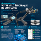 Gyrocopters - Vélo électrique pour adultes Zapphire - Vitesse 32 km/h - Autonomie (assistance électrique) 91 km - Noir-Le système de gestion de la batterie (BMS) intégré protège contre la surcharge et la surchauffe, tandis que la batterie amovible permet une recharge en toute sécurité et intègre un port USB pour vos appareils mobiles