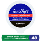 Timothy's - Dosettes K-Cup espresso foncé forêt tropicale, paquet de 48-100 % certifié Rainforest Alliance