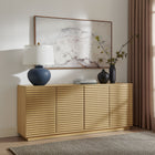 Modway - Render 4 portes Cannelé Meuble de télévision pour meuble de buffet - Chêne-Charnières à fermeture douce avec étagères ajustables