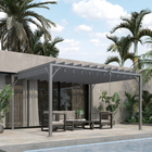 Outsunny - Pergola d’extérieur à lames orientables 12,8 pi l x 9,7 pi L avec toit rétractable - gris-Le cadre en aluminium et la structure en acier rendent cette pergola stable et sûre