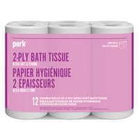 Perk - Papier hygiénique 2 épaisseurs - 242 feuilles par rouleau - Paquet de 12-12 rouleaux doubles de papier hygiénique 2 épaisseurs