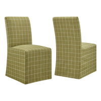 Modway - Aster Mélange lin et coton Chaises de salle à manger à housse Ensemble de 2 - Artichaut motif à carreaux fenêtre-Ensemble de 2 chaises à manger sans accoudoirs