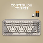 Logitech - POP Keys Clavier mécanique sans fil avec touches emoji personnalisables - Brume-Les pièces en plastique du clavier POP Keys contiennent du plastique post-consommation certifié recyclé (Blast: 41%; Daydream, Heartbreaker, Mist et Cosmos: 20%. Hors les plastiques de l'assemblage du circuit imprimé et de l'emballage