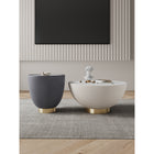 Manhattan Comfort - Ensemble de 2 tables : table basse Anderson moderne 71,5 cm et table d’appoint 46,8 cm - crème et gris-Magnifique plateau de table en céramique effet marbre