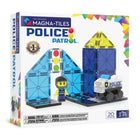 Magna-Tiles - Ensemble de construction magnétique Patrouille policière 20 pièces-Ce qui est inclus: 20 pièces magnétiques, dont 1 figurine de policier combinable (tête, corps et casque)