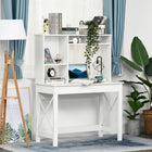 HOMCOM - Bureau d'ordinateur avec rangement - 41,3 po L x 19,7 po l x 54,1 po H - blanc-La construction en panneau de particules et acier assure la stabilité du bureau