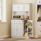 HOMCOM - Armoire 68 po avec station de recharge - blanc-Plan de travail spacieux avec multiprise intégrée pour recharger les appareils 