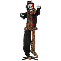 HOMCOM - Accessoire animatronique de clown avec yeux lumineux - pour fête-Clown portant des vêtements rayés orange et noir 