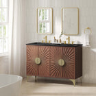 Modway - Daylight Double évier 48" Vanette de salle de bain - Noyer noir-Bassin à double évier en céramique