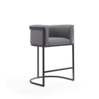 Manhattan Comfort - Cosmopolitan tabouret de comptoir moderne du milieu du siècle de 23,7" en similicuir gris et noir, lot de 3-Conception ouverte en demi-cercle avec finition arrière serrée