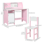 Qaba - Ensemble bureau et chaise pour enfants (2 pièces) avec tableau blanc et rangement - Rose-La chaise avec dossier sûr offre un confort supplémentaire 