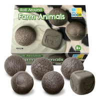 Yellow Door - YUS1238 Rouler autour - Animaux de la ferme-Ces rouleaux attrayants reflètent des animaux familiers que l'on trouve autour de la ferme et de l'étang : vache, mouton, poule, poisson et chèvre.