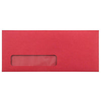 JAM Paper Enveloppes fenêtres no 10, 4 1/8 x 9 1/2 po, rouge recyclé Brite Hue, 250/paquet-Enveloppes de papier rouge