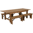 Flash Furniture - Ensemble de table de campagne pliante rustique antique de 8 pi x 40 po de la série HERCULES et 4 bancs-Construction en pin massif