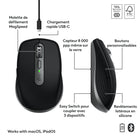 Logitech - MX Anywhere 3S for Mac, souris Bluetooth compacte sans fil, 8 000 PPP sur toute surface, clics discrets, USB-C - Gris-Optimisez votre flux de travail avec la souris Bluetooth pour Mac: avec Logi Options+ , travaillez avec plusieurs dispositifs Apple, personnalisez les boutons, la vitesse de suivi et profitez de personnalisations préconfigurées pour chaque application.