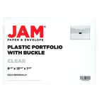 JAM Paper - Portefeuille en plastique avec fermeture à boucle centrale - 9 1/2 x 13 1/4 x 1 1/8 - Transparent-Ce portfolio élégant est le moyen idéal pour transporter tous vos fichiers, documents, cahiers et projets artistiques