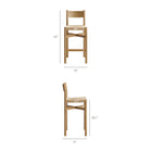 Modway - Alvia Bois Tabouret de bar avec siège tissé Ensemble de 2 - Chêne vieilli-Siège en corde de papier tissée