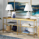 Hudson&Canal - Console Alexis 64" L - Laiton-Une finition en laiton fabriquée à la main est appliquée sur le cadre en acier