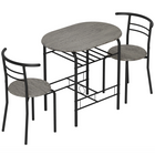 HOMCOM - ensemble de salle à manger 3 pièces 31,5 po avec étagère de rangement - gris foncé-Ensemble de table à manger pour 2 personnes composé d'une table et de deux chaises
