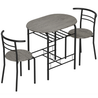 HOMCOM - ensemble de salle à manger 3 pièces 31,5 po avec étagère de rangement - gris foncé-Ensemble de table à manger pour 2 personnes composé d'une table et de deux chaises