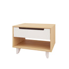 Nexera - Table de nuit Barista, 1 tiroir, Blanc et Érable naturel-1 tablette ouverte pour les objects décoratifs