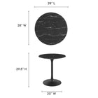 Modway - Lippa Rond de 28 po Faux marbre Table à manger, Noir-Table en marbre artificiel