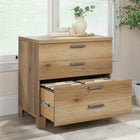 Sauder - La Collection Rosedale Ranch Classeur latéral - Finition Timber Oak-Le mécanisme de sécurité à verrouillage permet de n'ouvrir qu’un seul tiroir à la fois