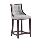 Manhattan Comfort - Tabouret de comptoir Fifth Avenue 19" traditionnel rembourré en similicuir - gris clair-Tabouret de comptoir traditionnel avec dossier parfait pour une utilisation au bar et dans la cuisine