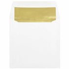 JAM Paper Enveloppes d'invitation carrées doublées d'aluminium - 6 x 6 po - blanc avec feuille d'or - paquet de 50-Couleur : blanc avec doublure en feuille d'or, La feuille donne à l’enveloppe une brillance naturelle