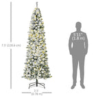 HOMCOM - Sapin de Noël artificiel 7 - 5' enneigé pré-illuminé avec lumières - vert-Modèle artificiel touffu composé de 641 branches avec poudre de neige floqué pour un réalisme incomparable 