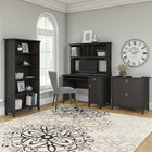 Bush Furniture Salinas Bureau de mission avec clapier - classeur latéral et bibliothèque à 5 étagères - noir vintage (SAL002VB)-Bureau Mission avec huche et rangement au fini noir vintage avec une touche légèrement vieillie pour un look décontracté