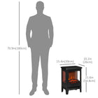 HOMCOM - Foyer électrique avec effet de flammes de bûches réglables, noir-Éclairage LED avec possibilité de réglage de l'intensité lumineuse à plusieurs niveaux 